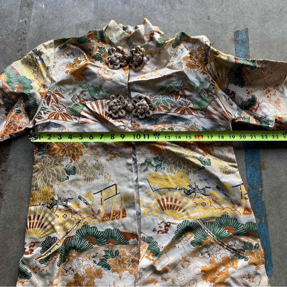 Vintage 1940s Japanese Silk Brocade Flare Jacket  40s Lucky Gold - Picture 6 of 8